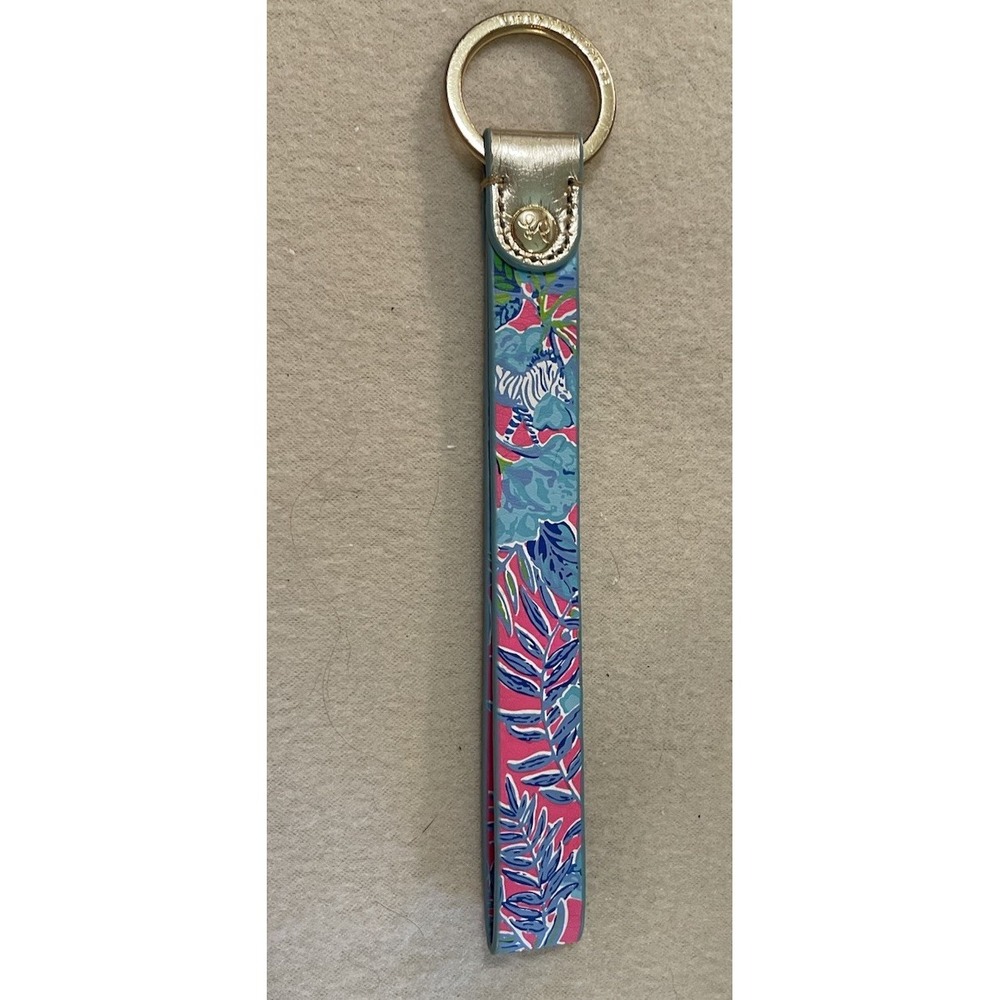 Lilly Pulitzer Floral keychain key ring Pink Blue